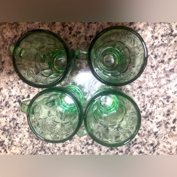 Set of 4 Vintage Coca-Cola Thick Green Glass Mugs with Handle - Picture 3 of 10